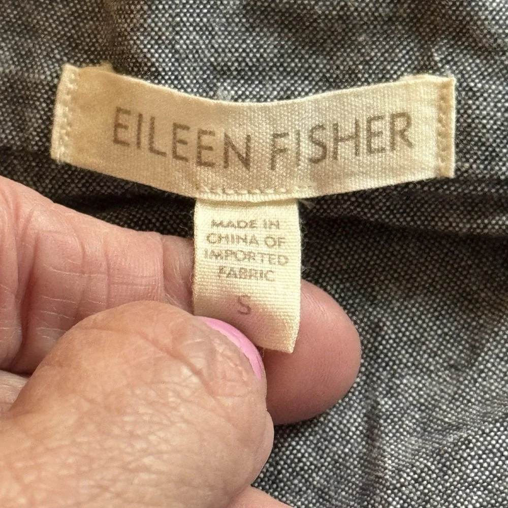 Eileen Fisher Minimalist Gray Cotton Peplum Jacket Women Small‎ Button Front